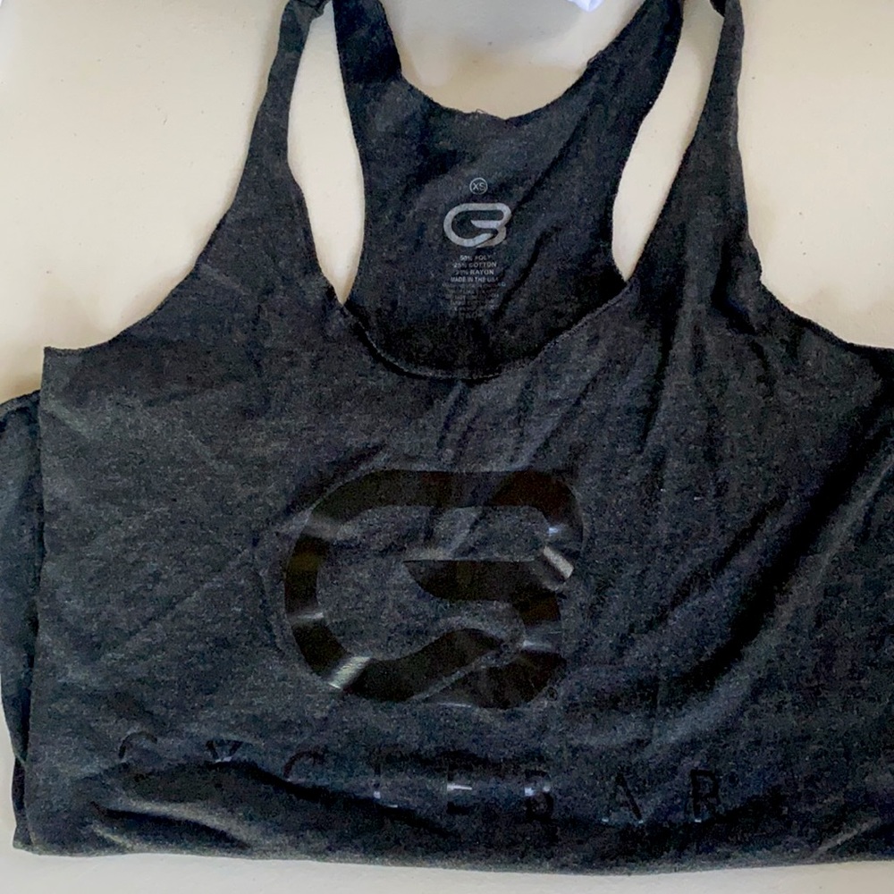 CYCLEBAR charcoal tank with black print logo